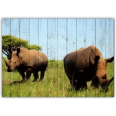 Картина на досках Африка - Носороги