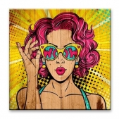 Картина на досках Pop-art  — Девушка в очках