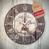 Картина на досках Часы на досках "Париж" 40см