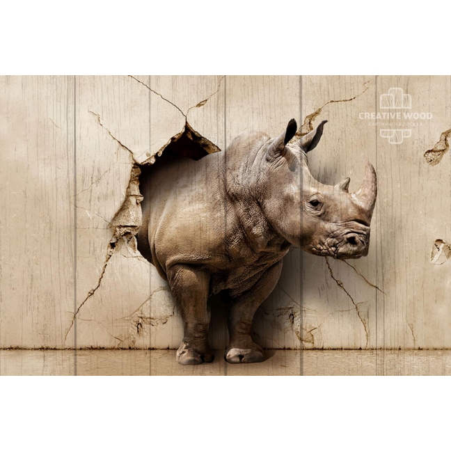 Картина на дереве ZOO — Носорог