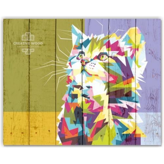 Картина на досках Векторная графика - Котик