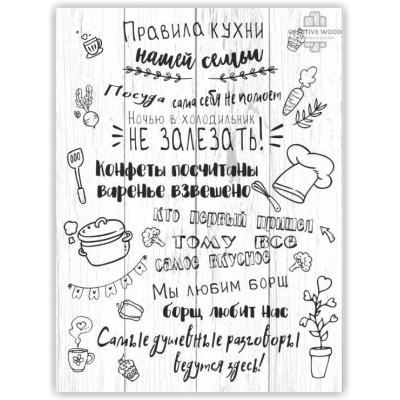 Картина на досках правила дома - Кухни