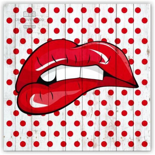 Картина на досках Pop-art - Губы