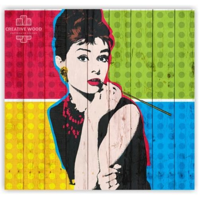Картина на досках Pop-art - Одри
