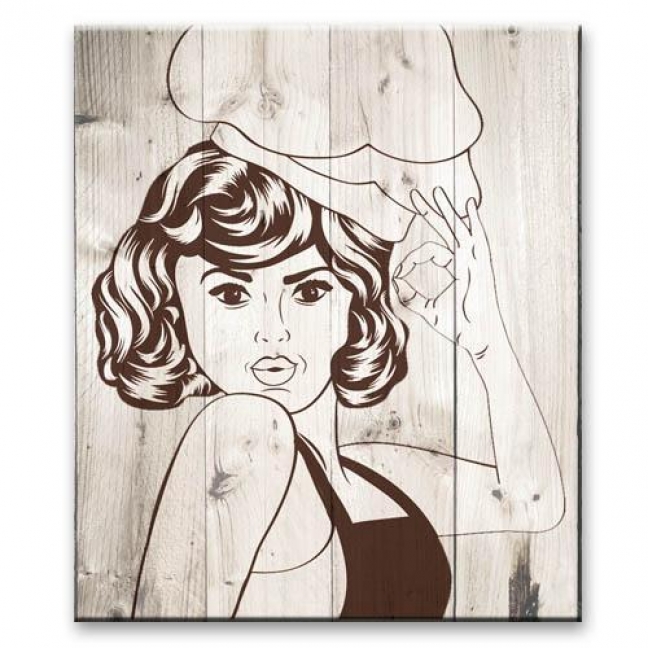 Картина на досках Pop-art — Девушка повар